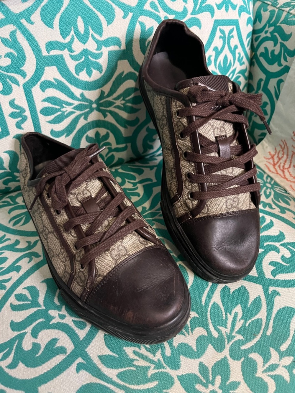 Gucci Brown and Beige GG Canvas Low-Top Sneakers GUC US Sz 8-8.5” Women’s